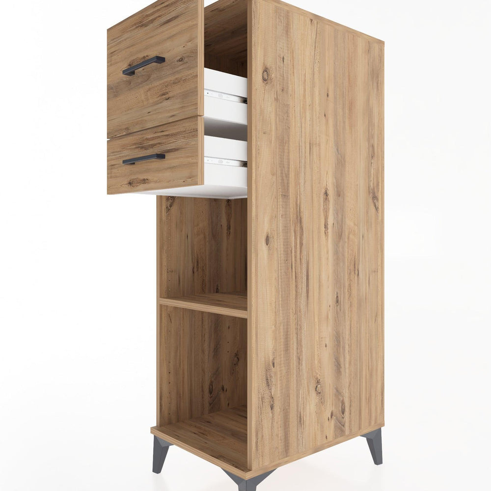 Woodntry Modüler Dolap Çam 44x30x122 cm Çekmeceli ve Raflı CR89-3