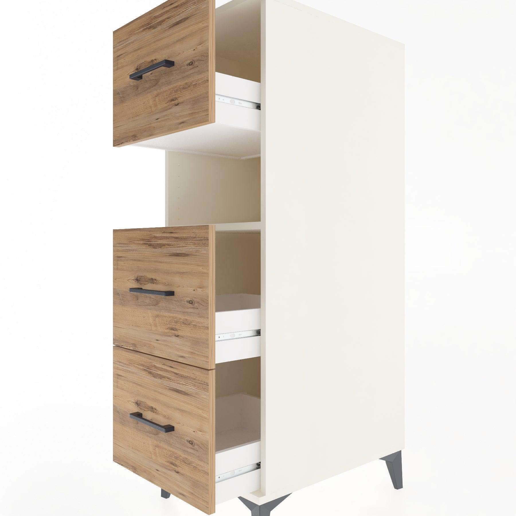 Woodntry Modular Cabinet Moonstone 44x30x122 cm with Drawers and Shelves CR40-1