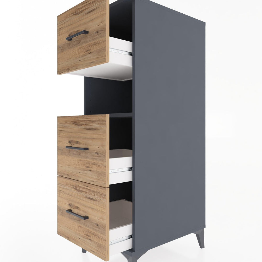 Woodntry Modular Cabinet Anthracite 44x30x122 cm with Drawers and Shelves CR40-2