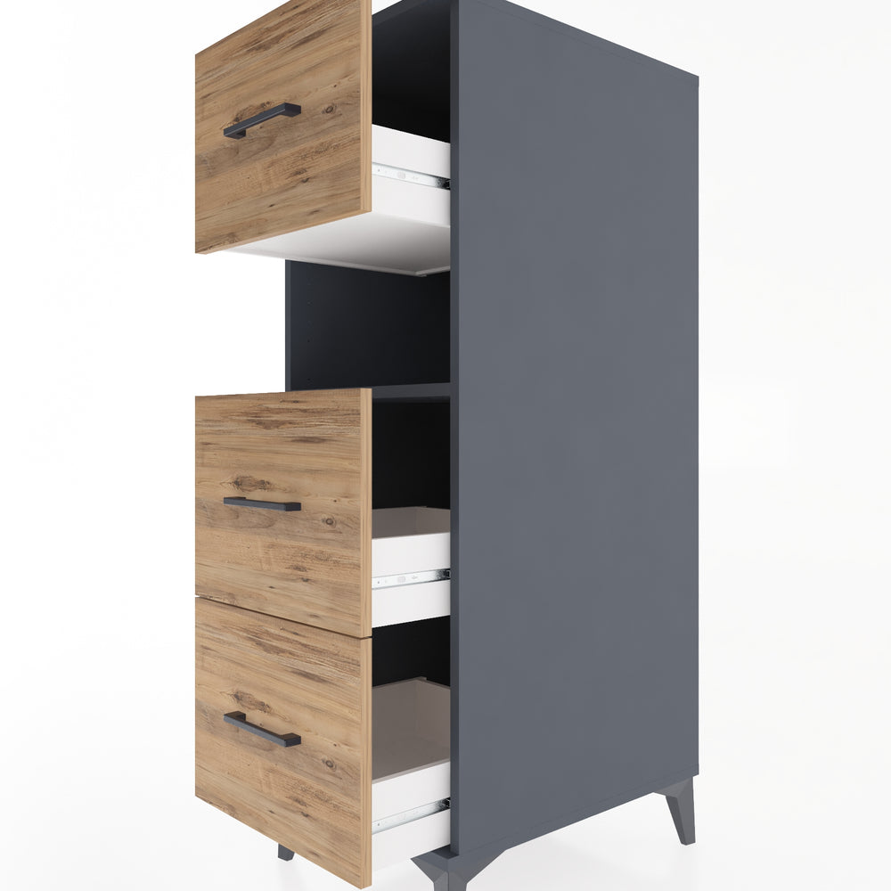 Woodntry Modular Cabinet Anthracite 44x59x122 cm with Drawers and Shelves CR40-2