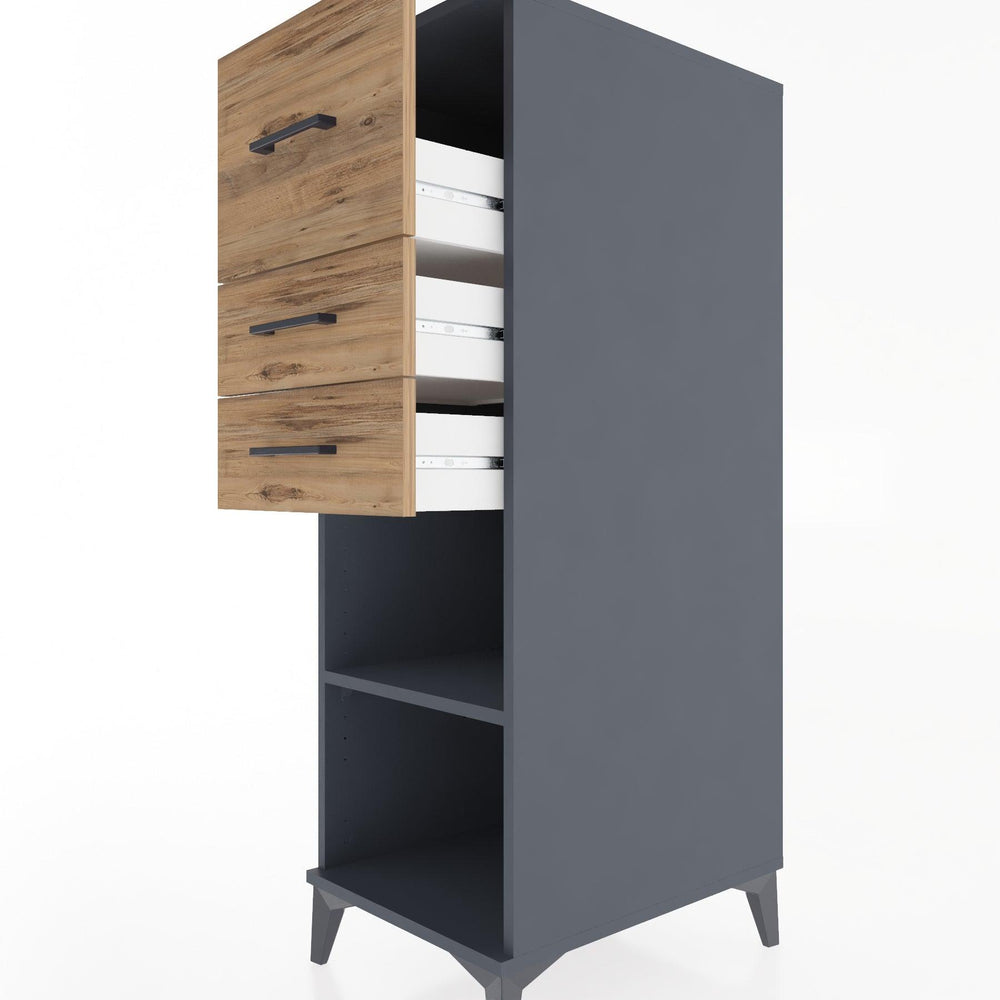 Woodntry Modular Cabinet Anthracite 44x30x122 cm with Drawers and Shelves CR90-2