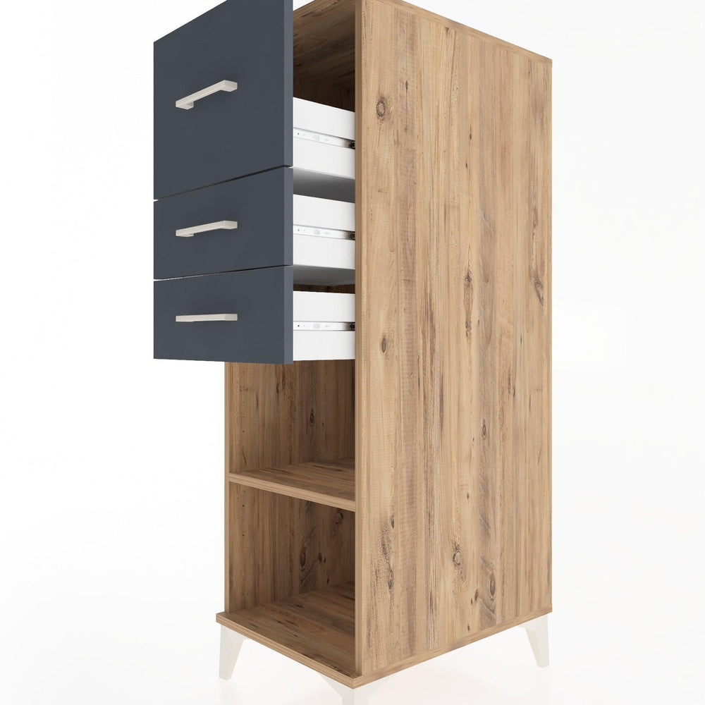 Woodntry Modüler Dolap Çam 44x30x122 cm Çekmeceli ve Raflı CR90-3