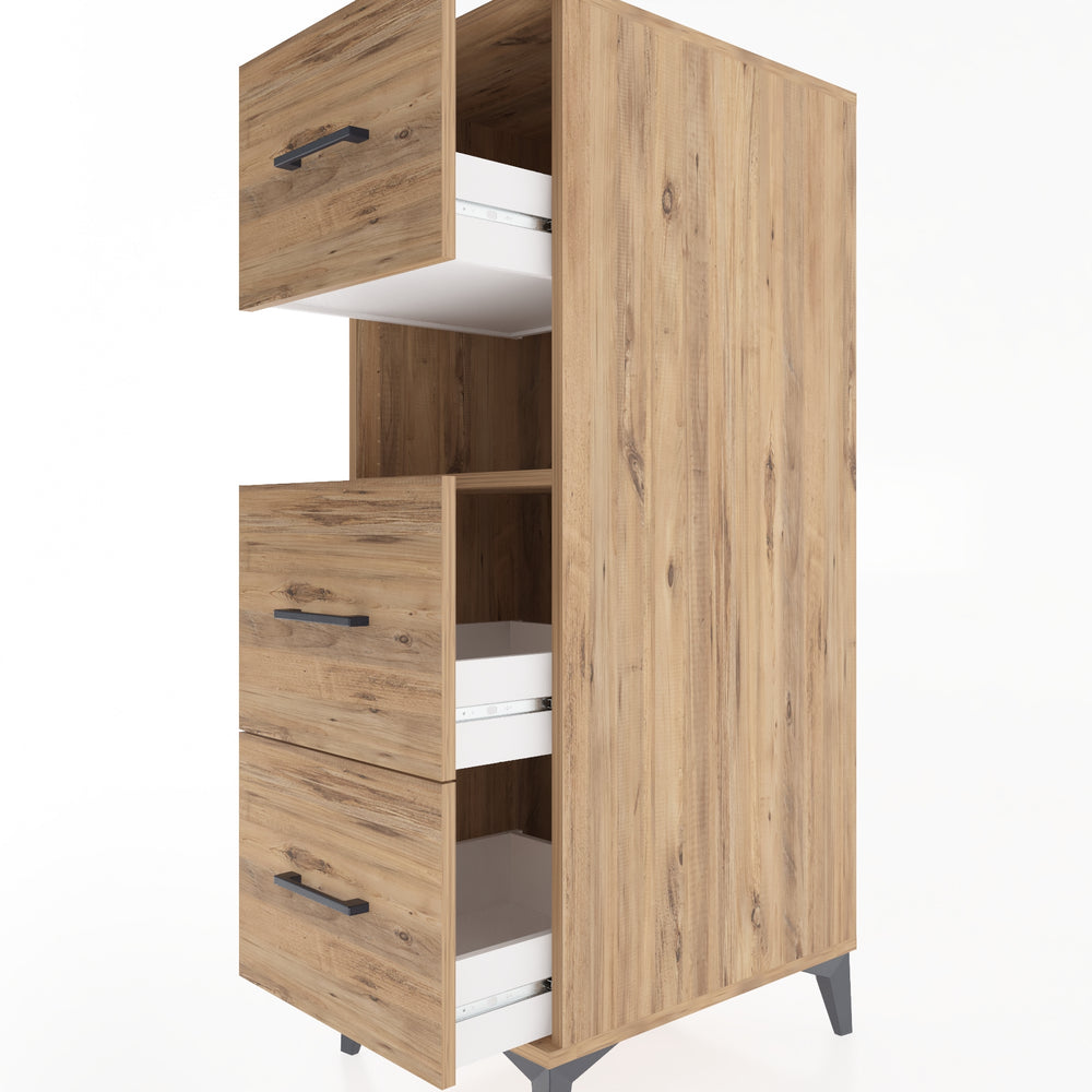 Woodntry Modular Cabinet Pine 44x59x122 cm with Drawers and Shelves CR40-3