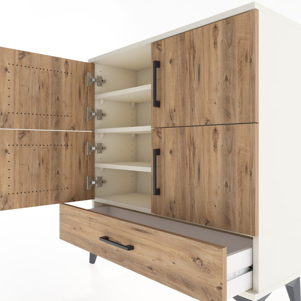 Woodntry Modüler Şifonyer Aytaşı 88x30x84 cm Kapaklı ve Çekmeceli KC41-1