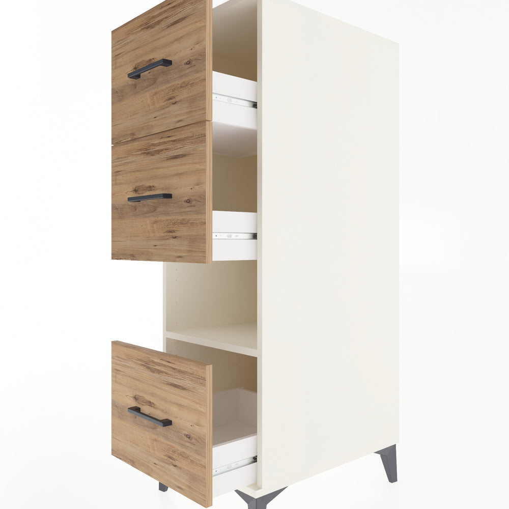 Woodntry Modüler Dolap Aytaşı 44x59x122 cm Çekmeceli ve Raflı CR41-1
