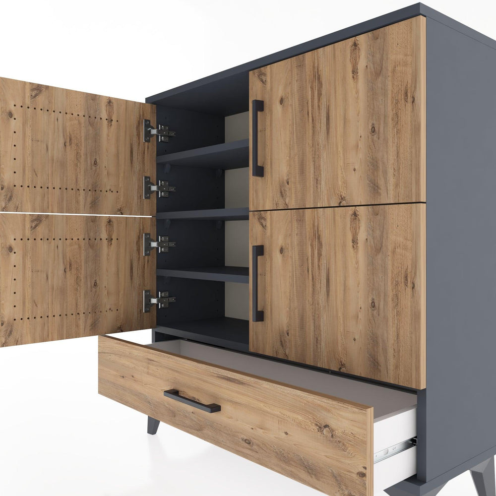 Woodntry Modular Dresser Anthracite 88x30x84 cm with Cover and Drawer KC41-2