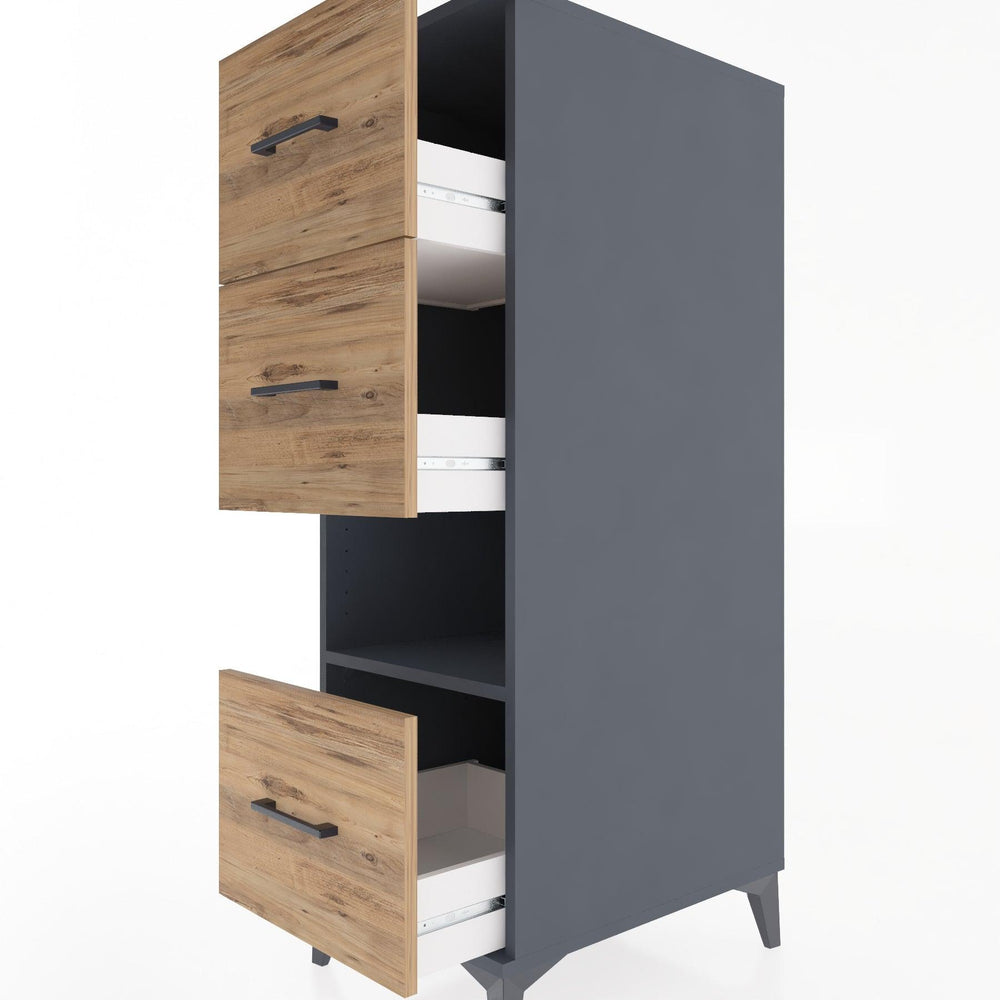 Woodntry Modular Cabinet Anthracite 44x30x122 cm with Drawers and Shelves CR41-2