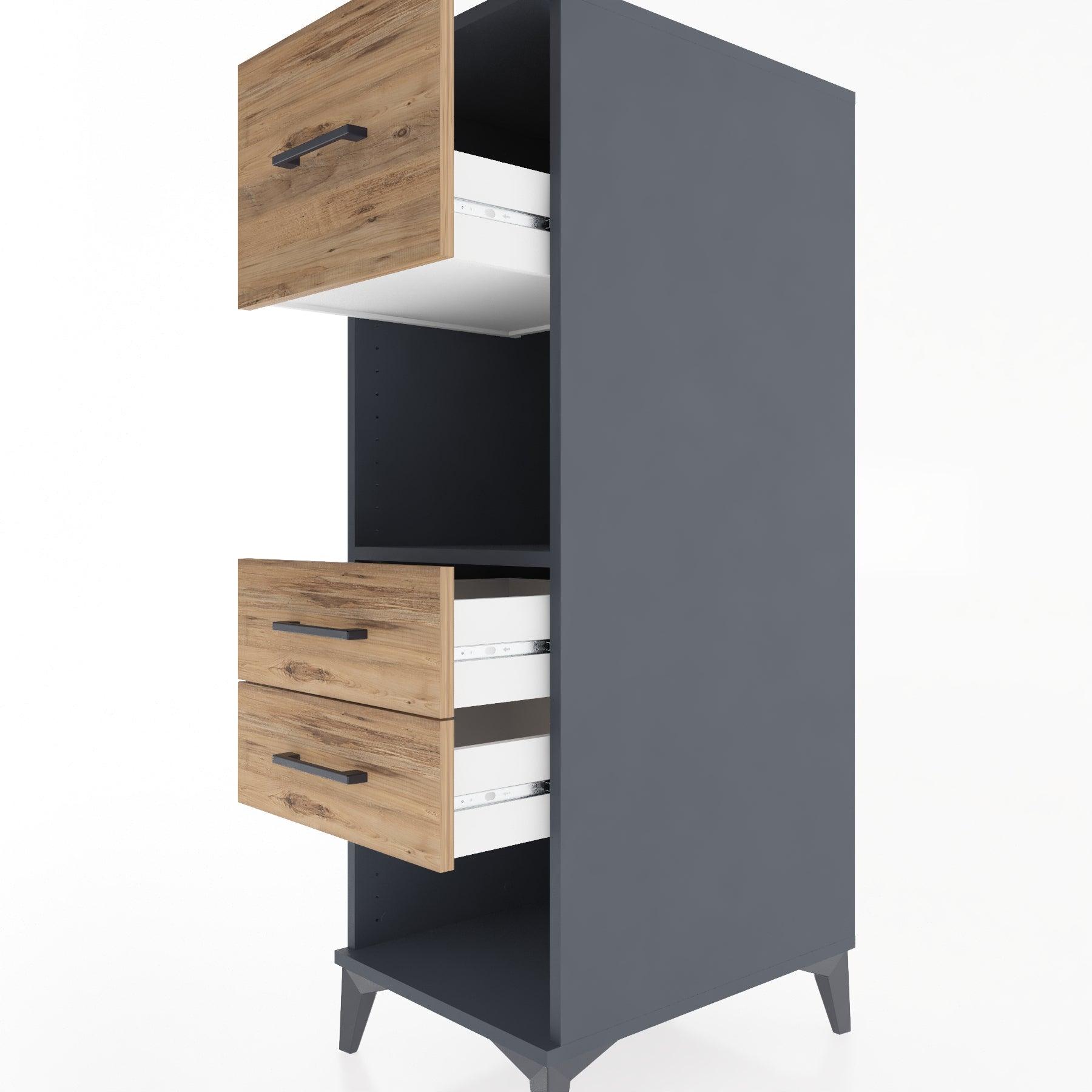 Woodntry Modular Cabinet Anthracite 44x30x122 cm with Drawers and Shelves CR91-2