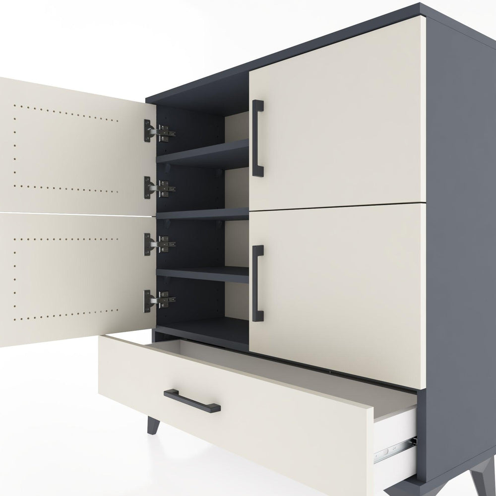 Woodntry Modular Dresser Anthracite 88x30x84 cm with Cover and Drawer KC41-2