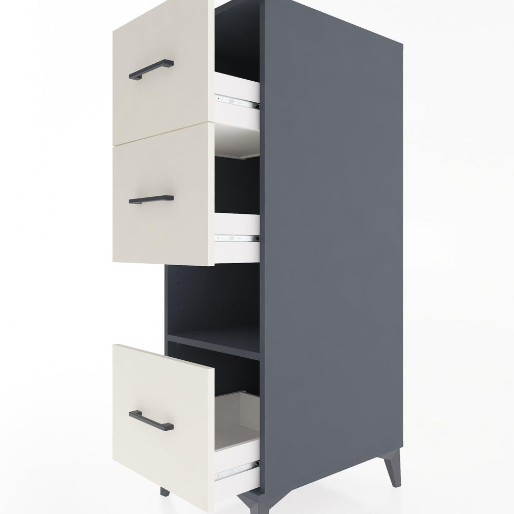 Woodntry Modular Cabinet Anthracite 44x30x122 cm with Drawers and Shelves CR41-2