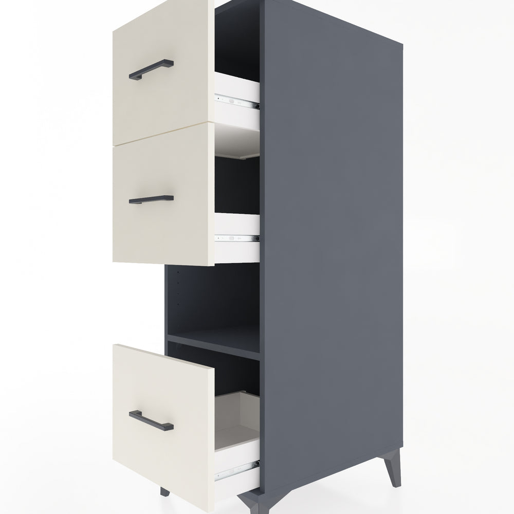 Woodntry Modular Cabinet Anthracite 44x59x122 cm with Drawers and Shelves CR41-2