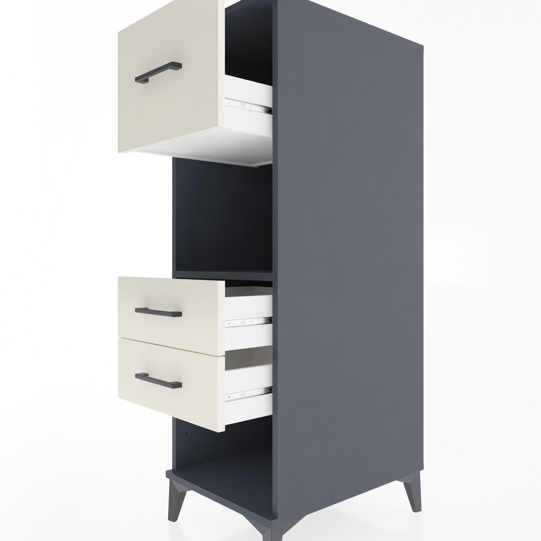 Woodntry Modular Cabinet Anthracite 44x30x122 cm with Drawers and Shelves CR91-2