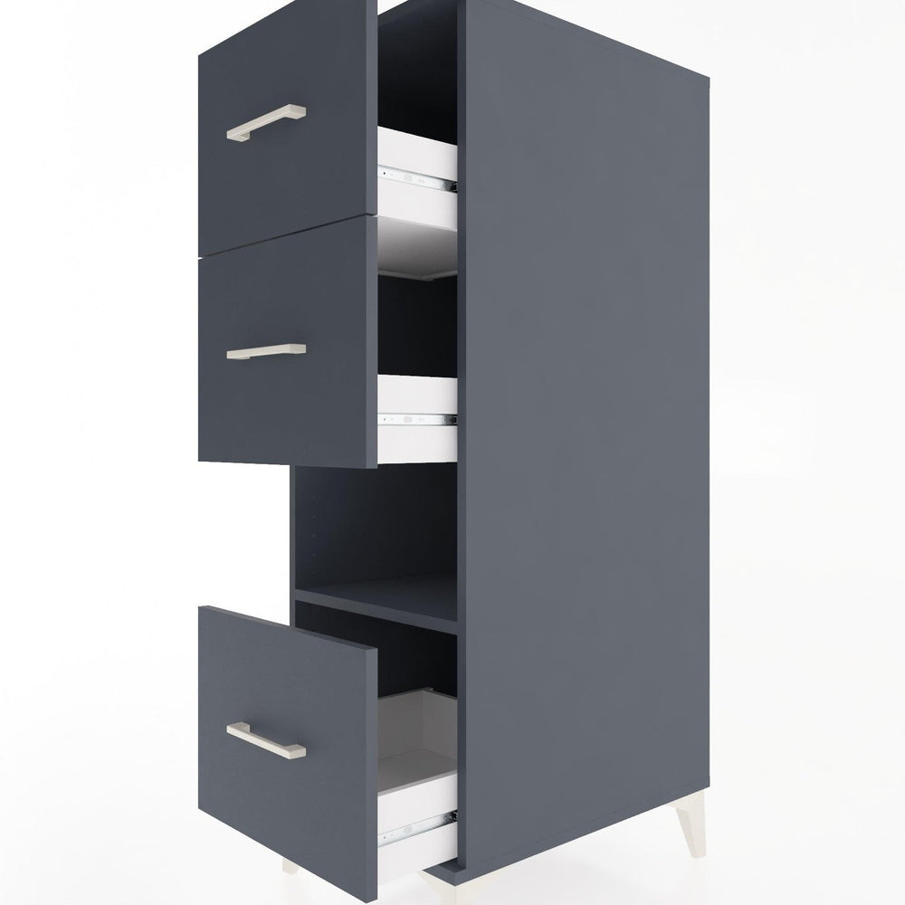 Woodntry Modular Cabinet Anthracite 44x30x122 cm with Drawers and Shelves CR41-2