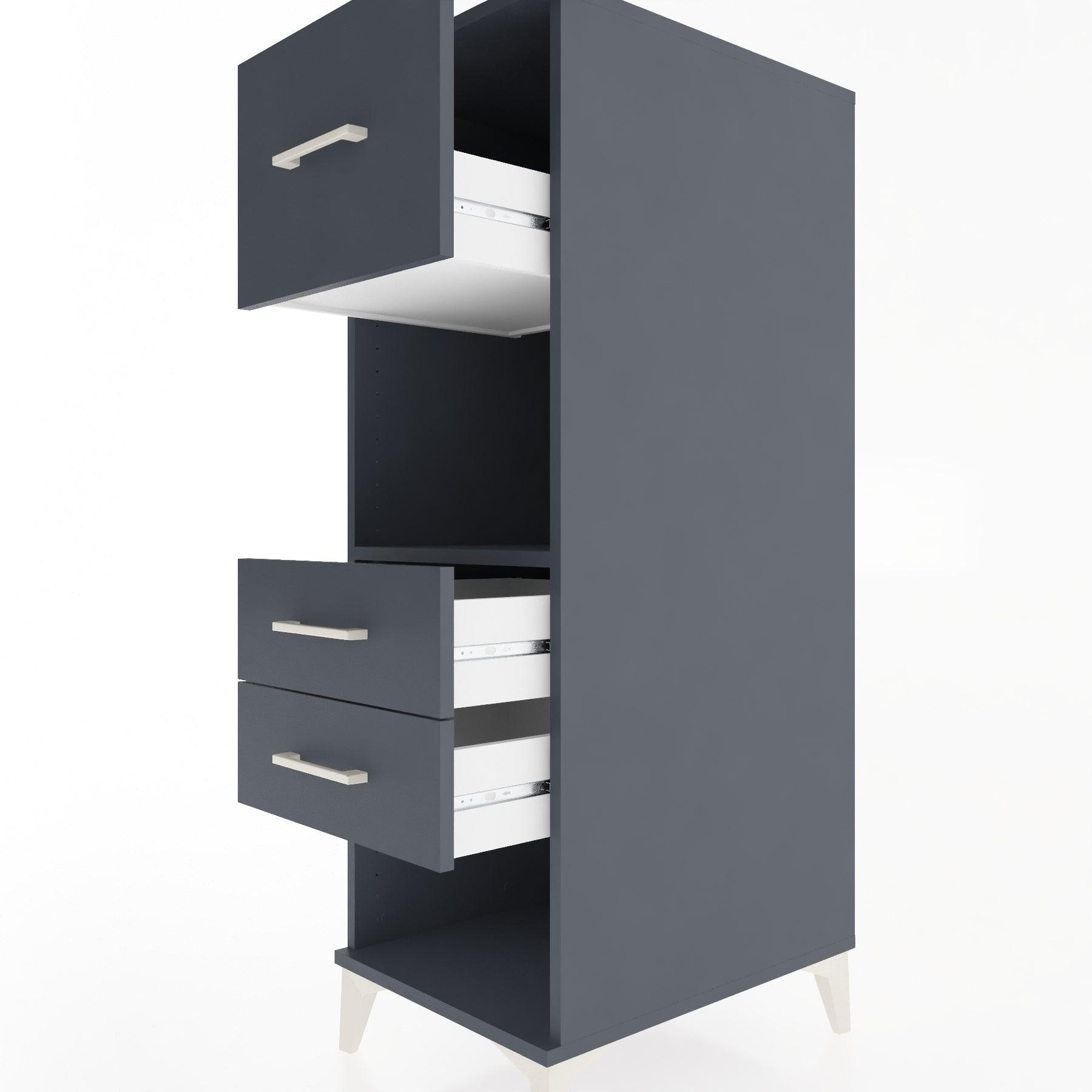 Woodntry Modular Cabinet Anthracite 44x30x122 cm with Drawers and Shelves CR91-2