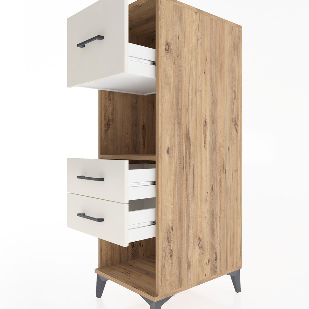 Woodntry Modüler Dolap Çam 44x30x122 cm Çekmeceli ve Raflı CR91-3