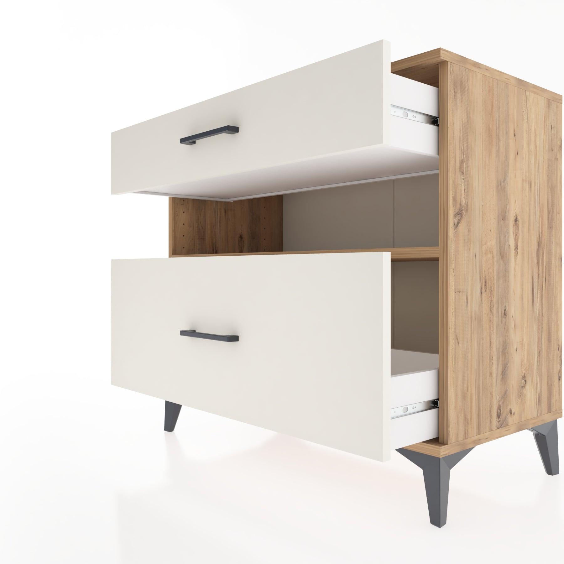 Woodntry Modüler Şifonyer Çam 88x44x68 cm Çekmeceli ve Raflı CR41-3