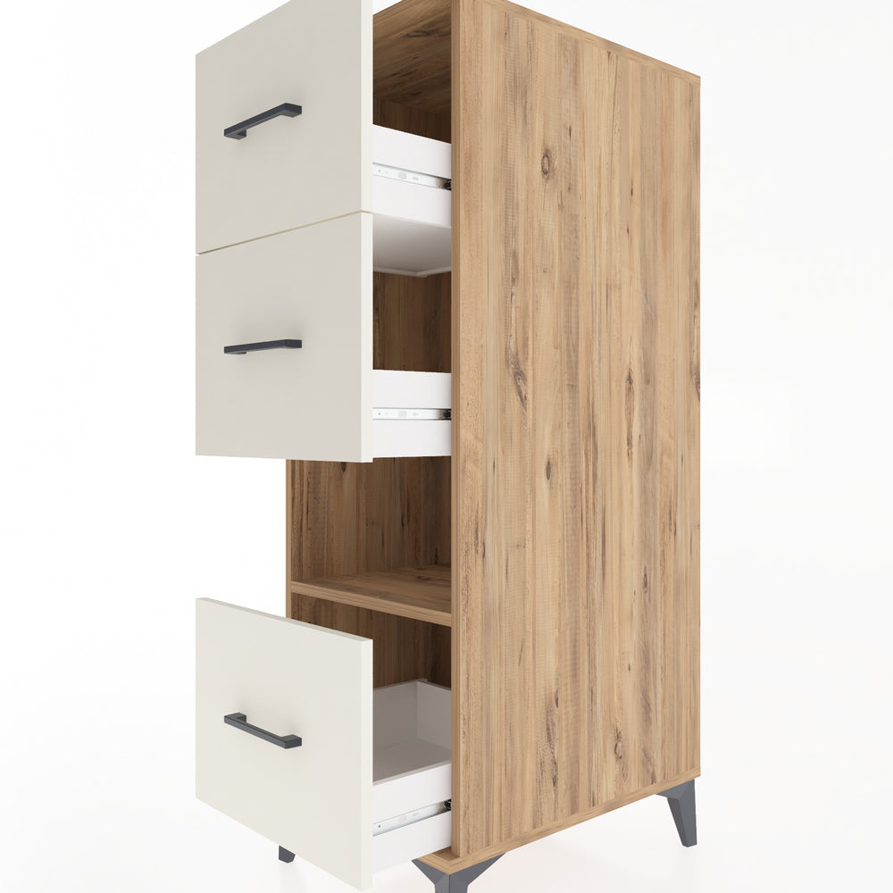 Woodntry Modular Cabinet Pine 44x59x122 cm with Drawers and Shelves CR41-3