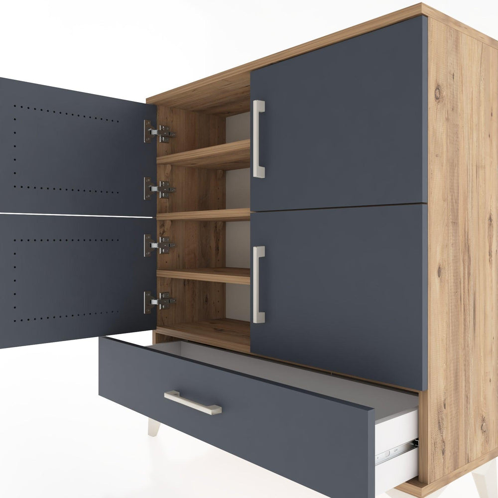 Woodntry Modüler Şifonyer Çam 88x30x84 cm Kapaklı ve Çekmeceli KC41-3