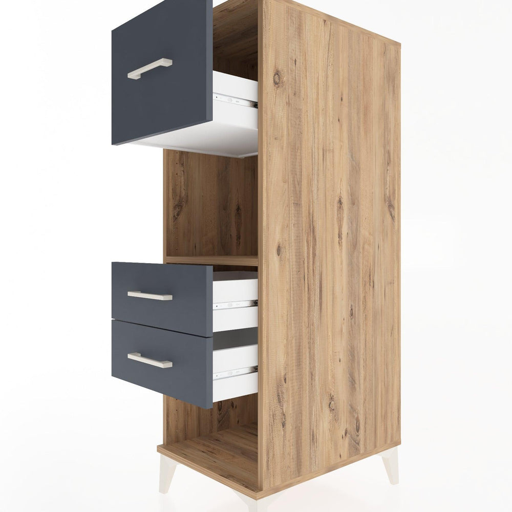 Woodntry Modüler Dolap Çam 44x30x122 cm Çekmeceli ve Raflı CR91-3