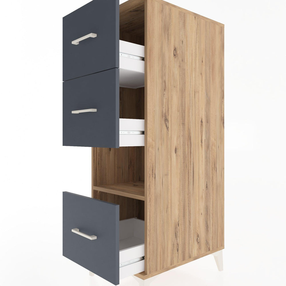 Woodntry Modular Cabinet Pine 44x30x122 cm with Drawers and Shelves CR41-3
