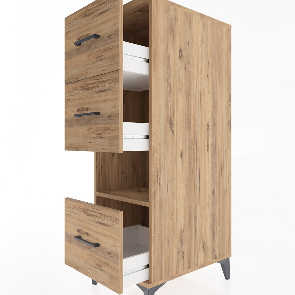 Woodntry Modular Cabinet Pine 44x59x122 cm with Drawers and Shelves CR41-3