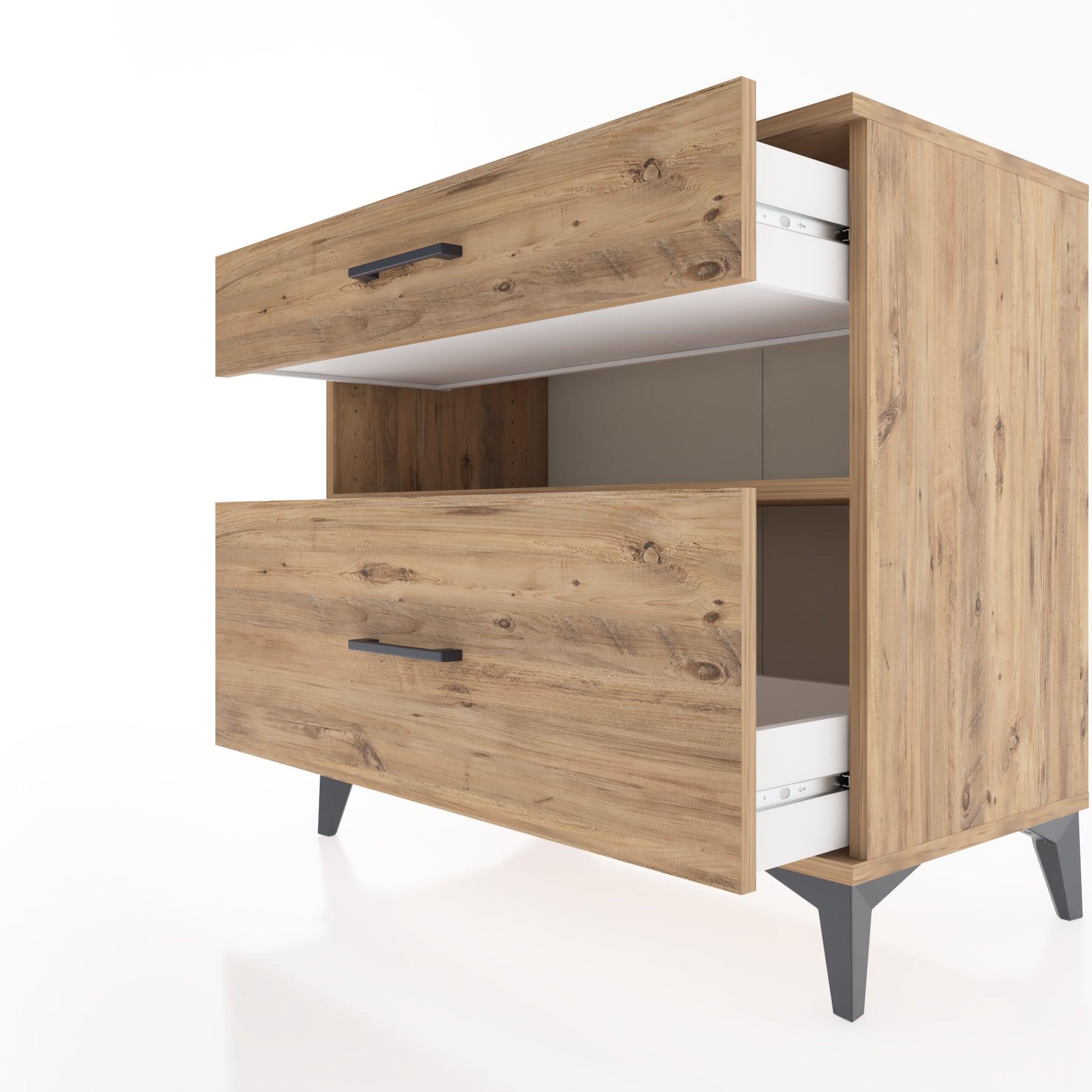 Woodntry Modüler Şifonyer Çam 88x44x68 cm Çekmeceli ve Raflı CR41-3