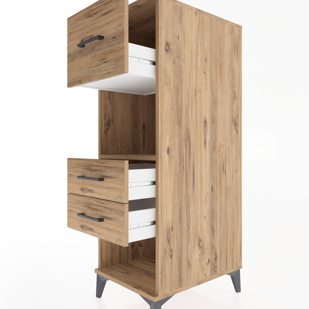 Woodntry Modüler Dolap Çam 44x30x122 cm Çekmeceli ve Raflı CR91-3