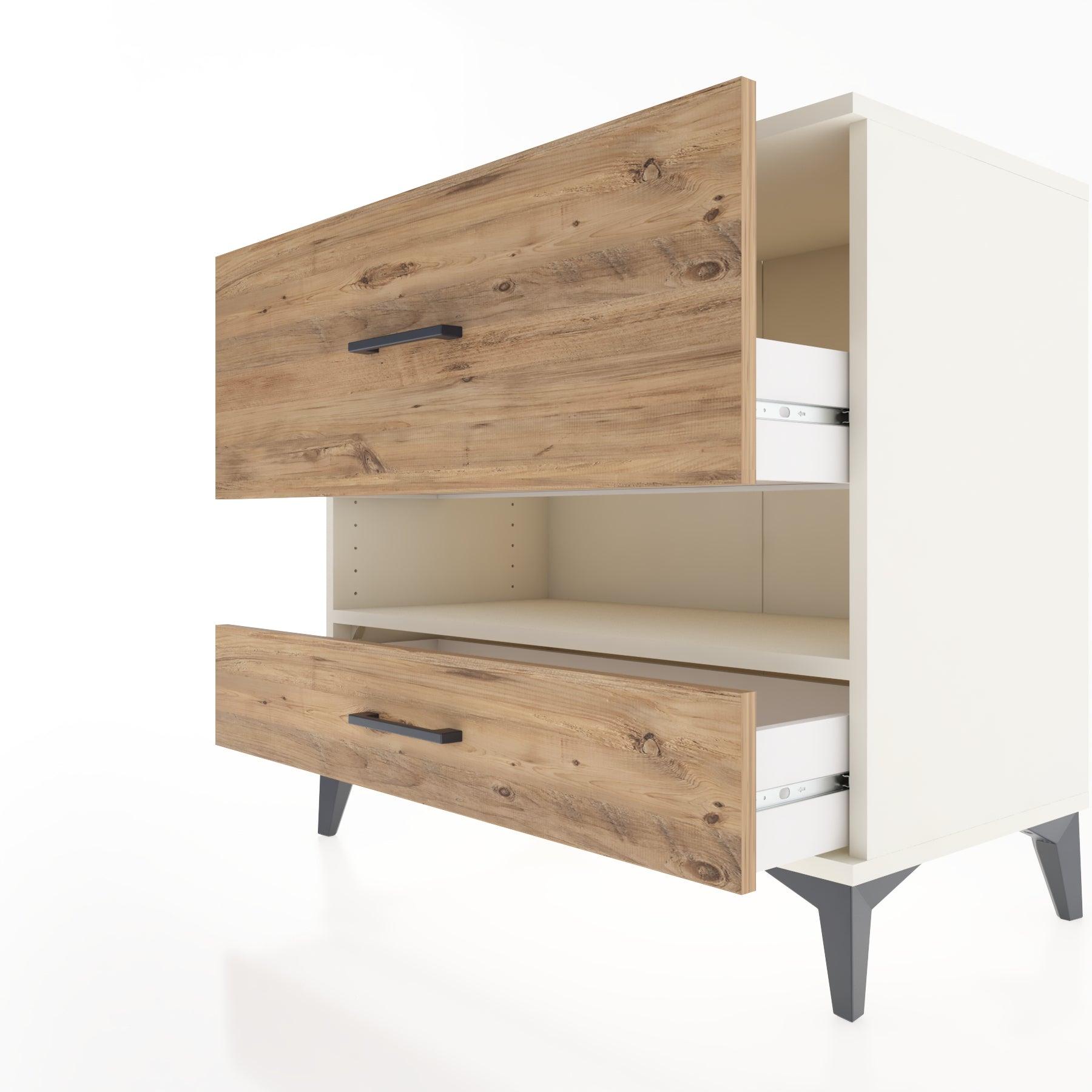 Woodntry Modüler Şifonyer Aytaşı 88x44x68 cm Çekmeceli ve Raflı CR42-1
