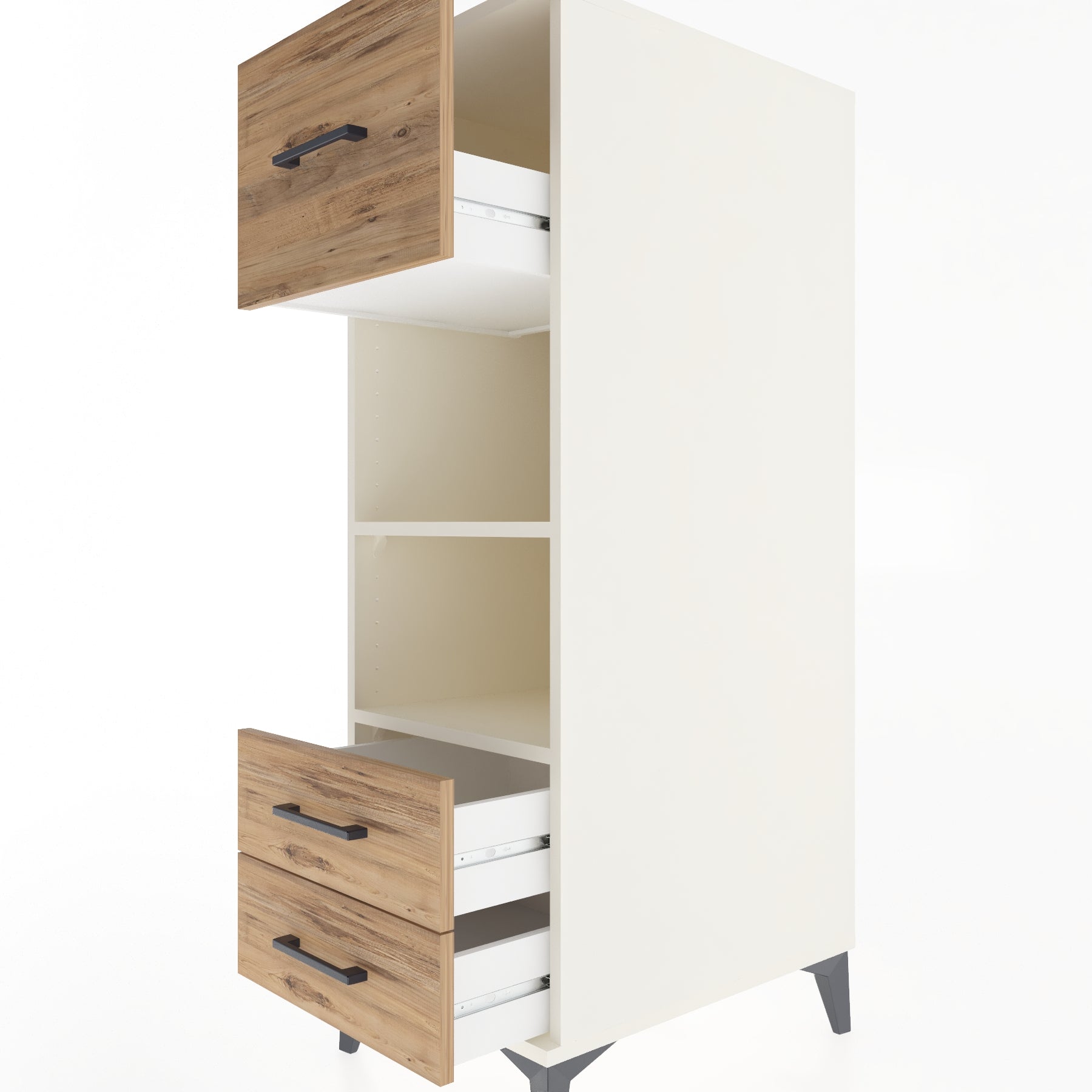 Woodntry Modüler Dolap Aytaşı 44x59x122 cm Çekmeceli ve Raflı CR92-1