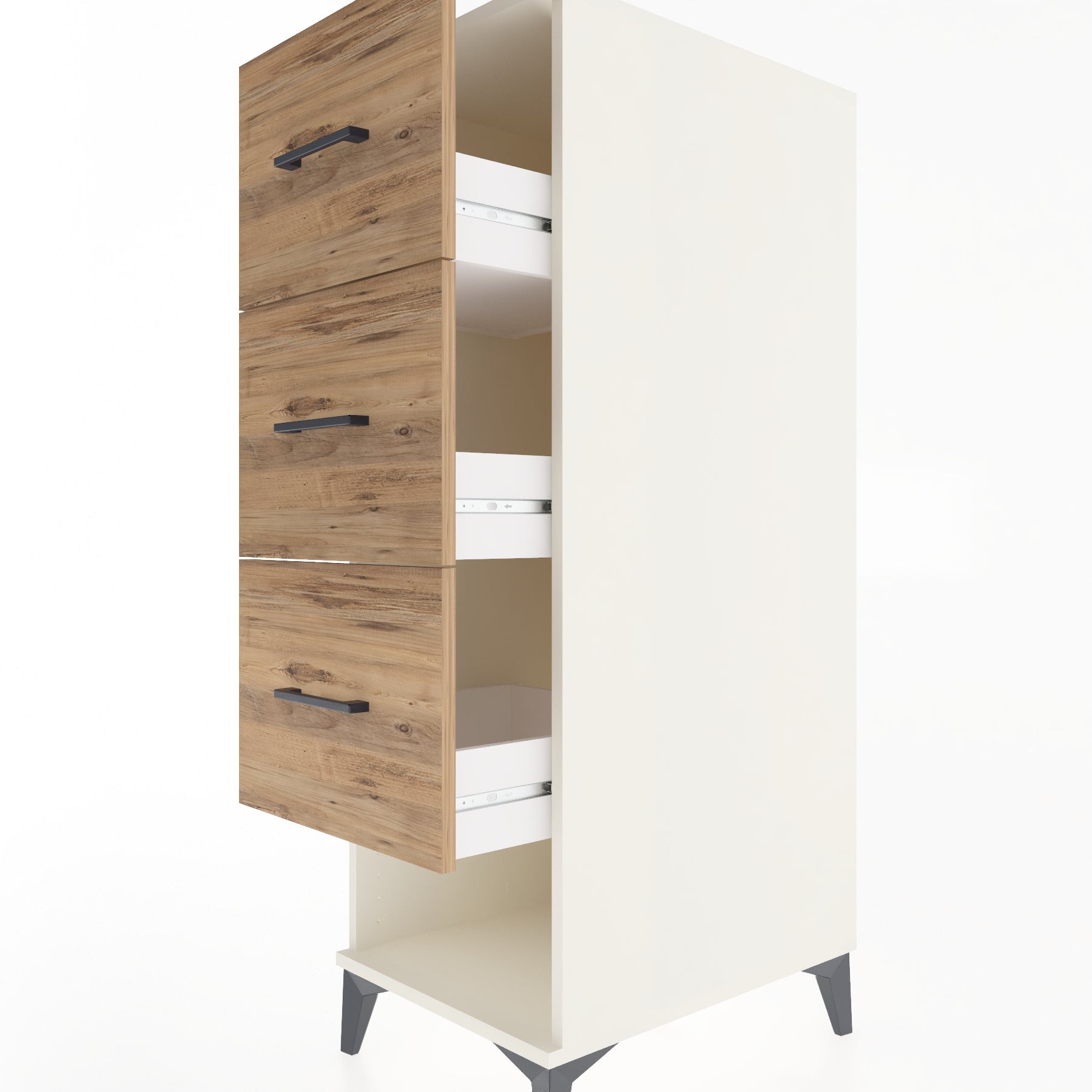 Woodntry Modular Cabinet Moonstone 44x59x122 cm with Drawers and Shelves CR42-1