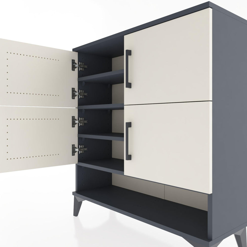 Woodntry Modüler Şifonyer Antrasit 88x30x84 cm Kapaklı ve Raflı KR42-2