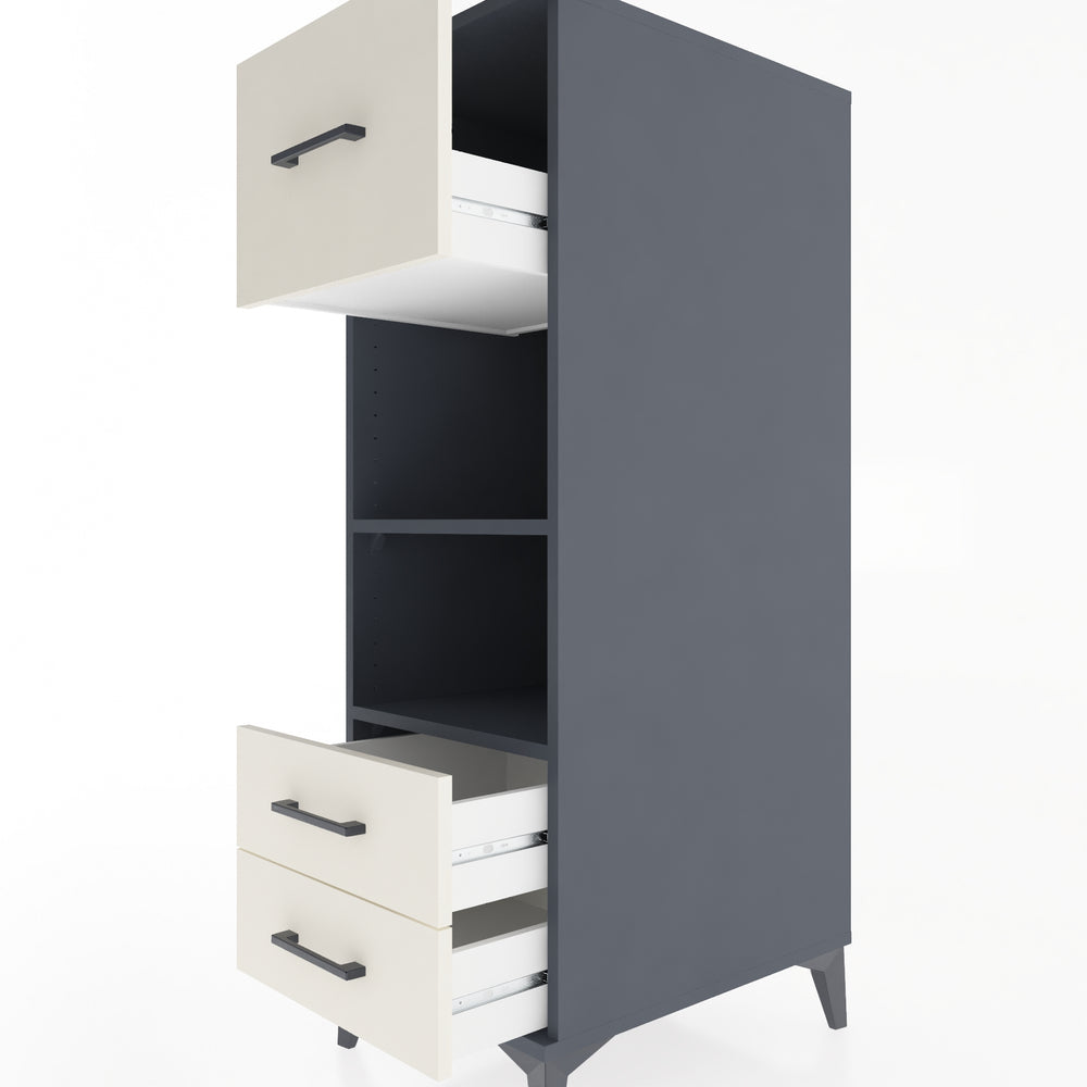 Woodntry Modular Cabinet Anthracite 44x59x122 cm with Drawers and Shelves CR92-2