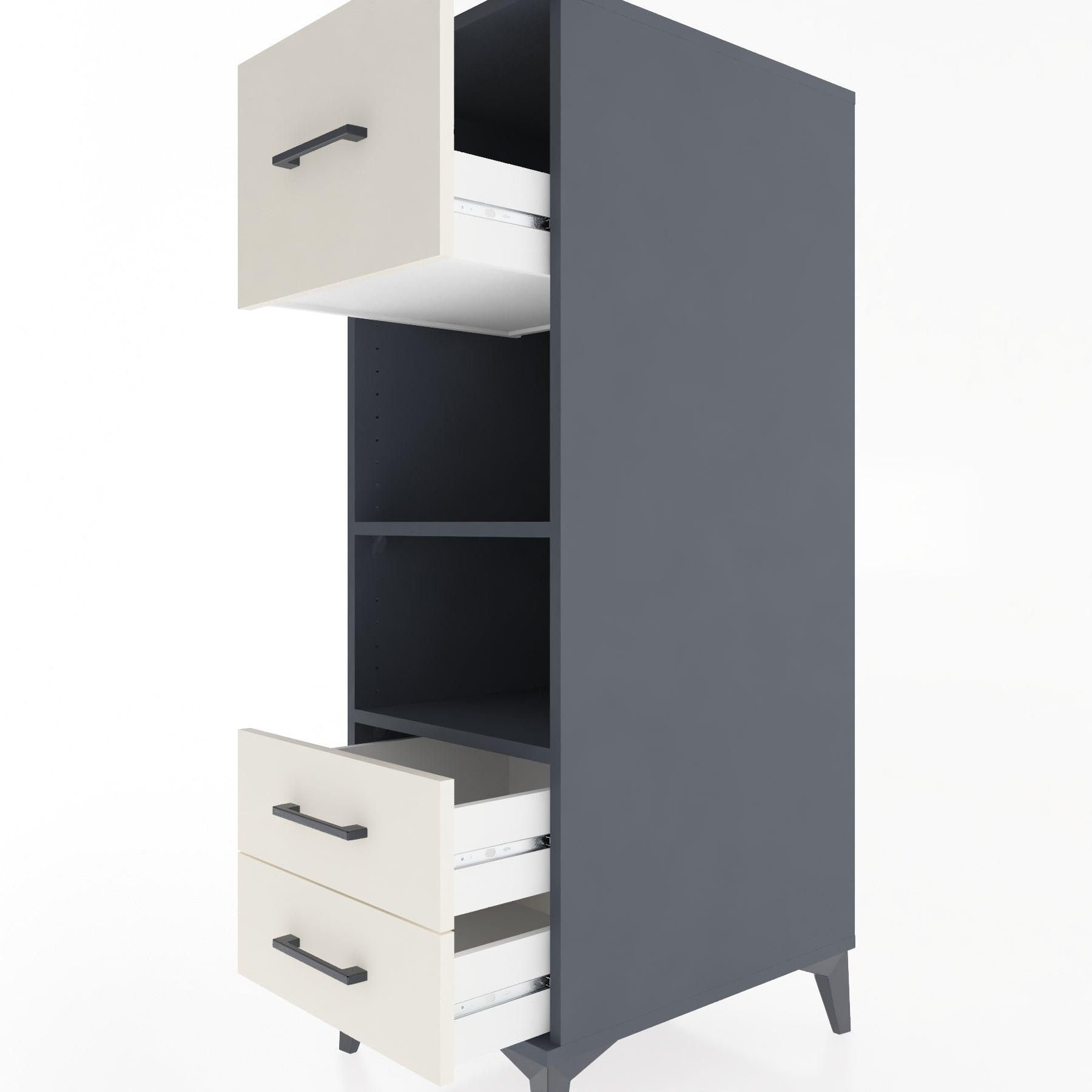 Woodntry Modular Cabinet Anthracite 44x30x122 cm with Drawers and Shelves CR92-2