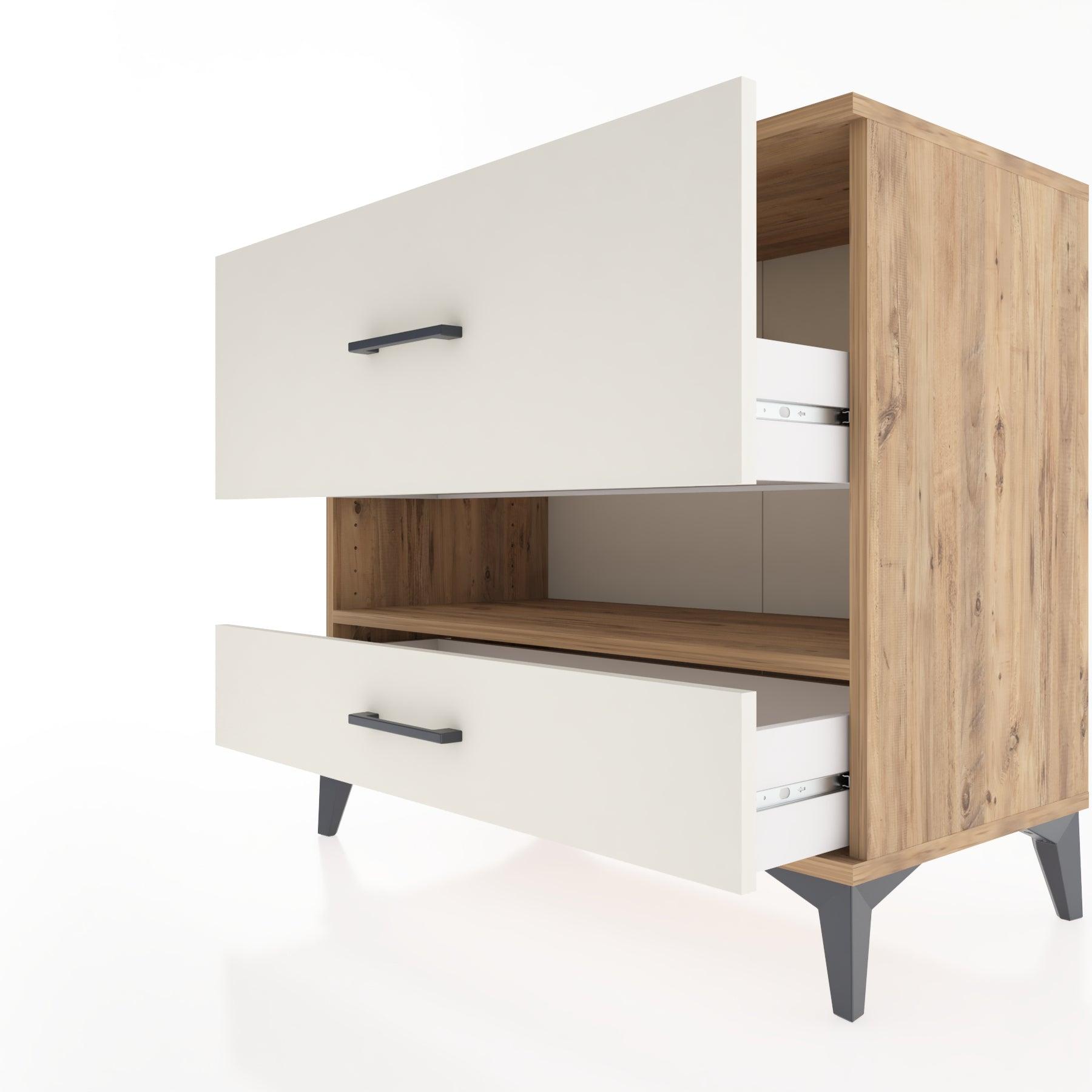 Woodntry Modüler Şifonyer Çam 88x44x68 cm Çekmeceli ve Raflı CR42-3