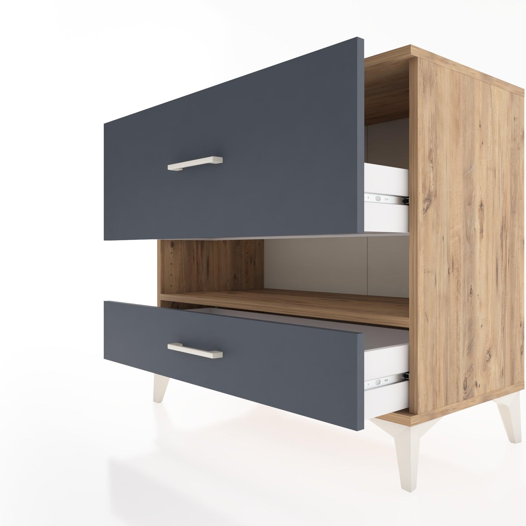 Woodntry Modüler Şifonyer Çam 88x44x68 cm Çekmeceli ve Raflı CR42-3