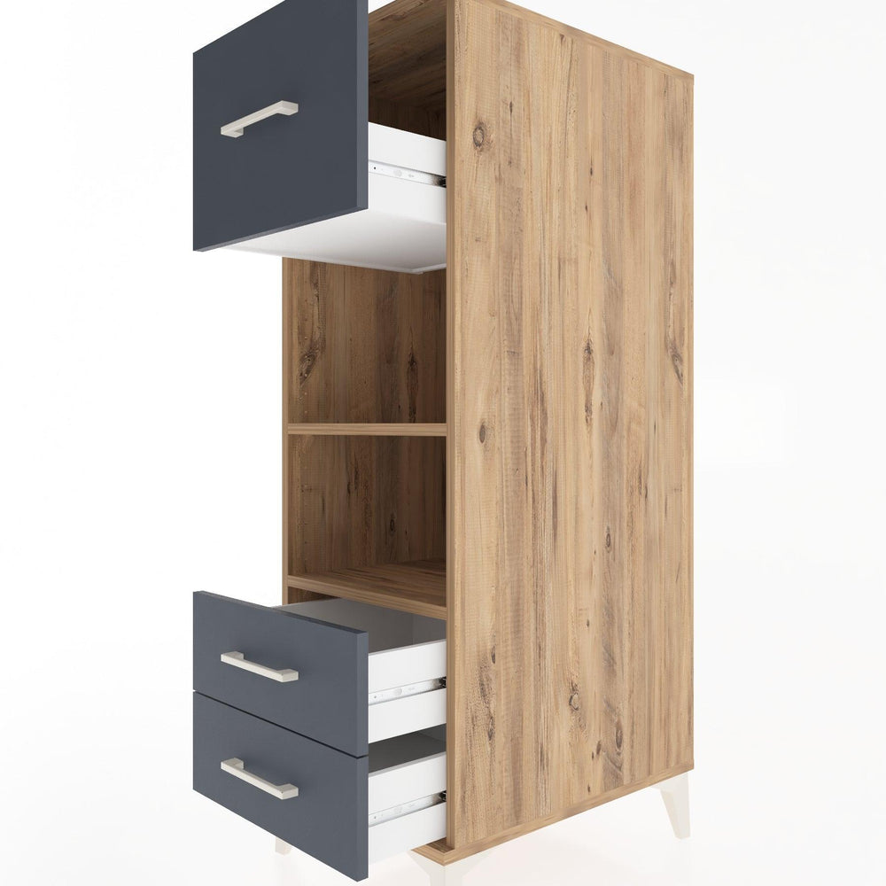 Woodntry Modüler Dolap Çam 44x30x122 cm Çekmeceli ve Raflı CR92-3