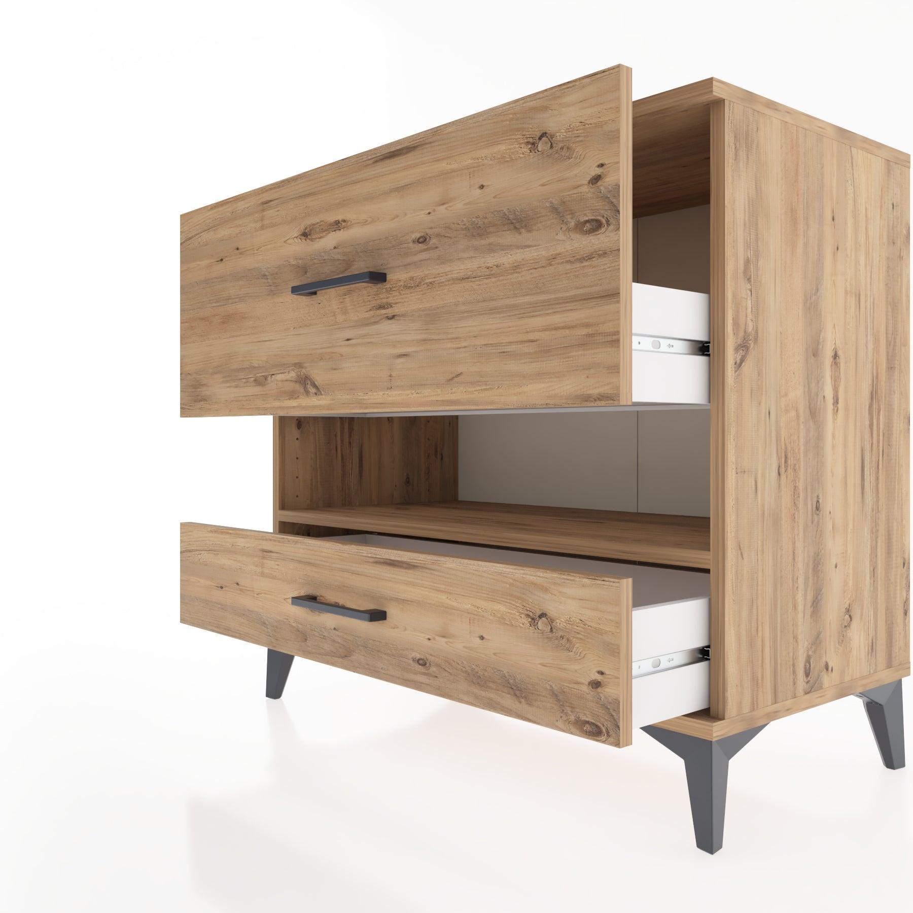 Woodntry Modüler Şifonyer Çam 88x44x68 cm Çekmeceli ve Raflı CR42-3