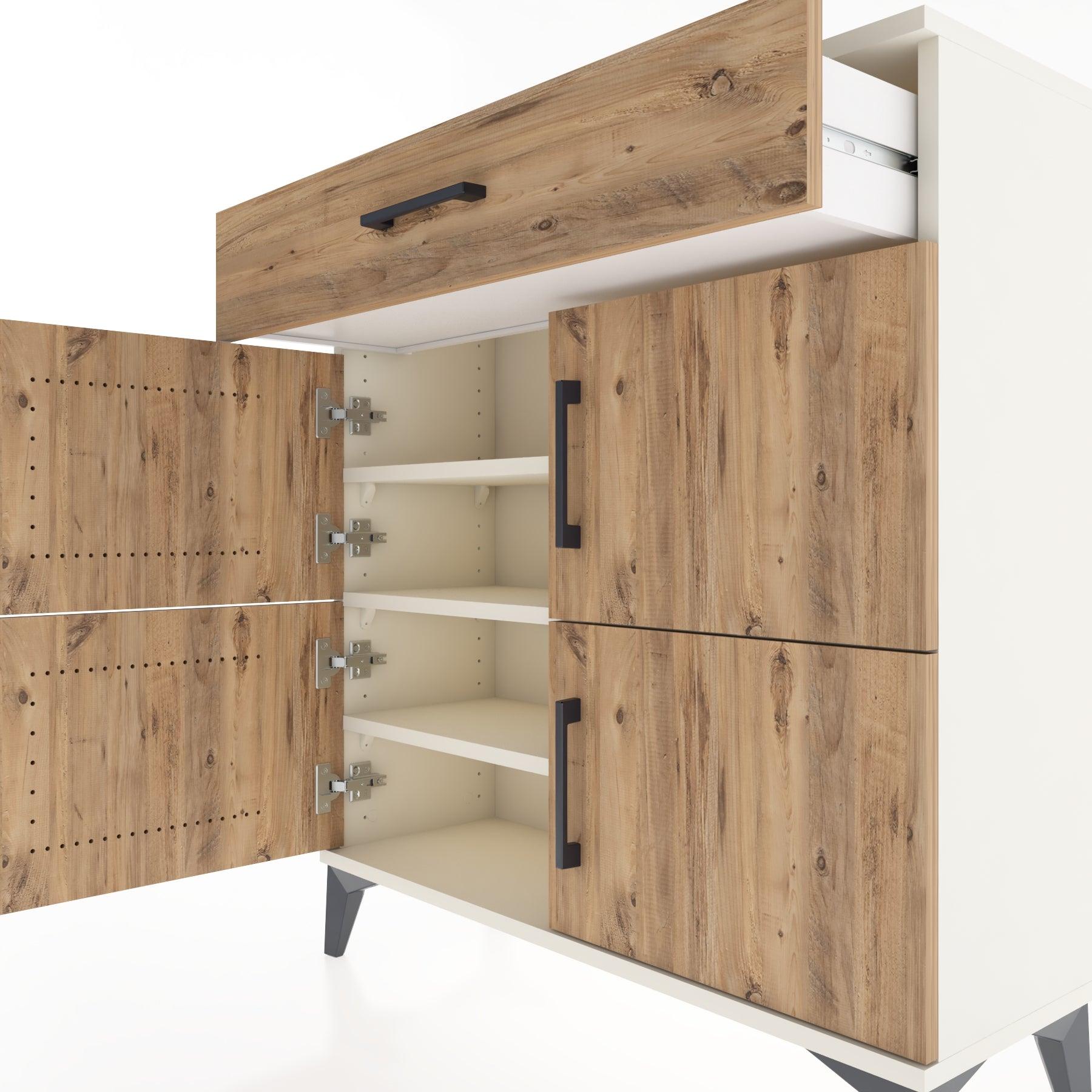Woodntry Modular Dresser Moonstone 88x30x84 cm with Cover and Drawer KC43-1