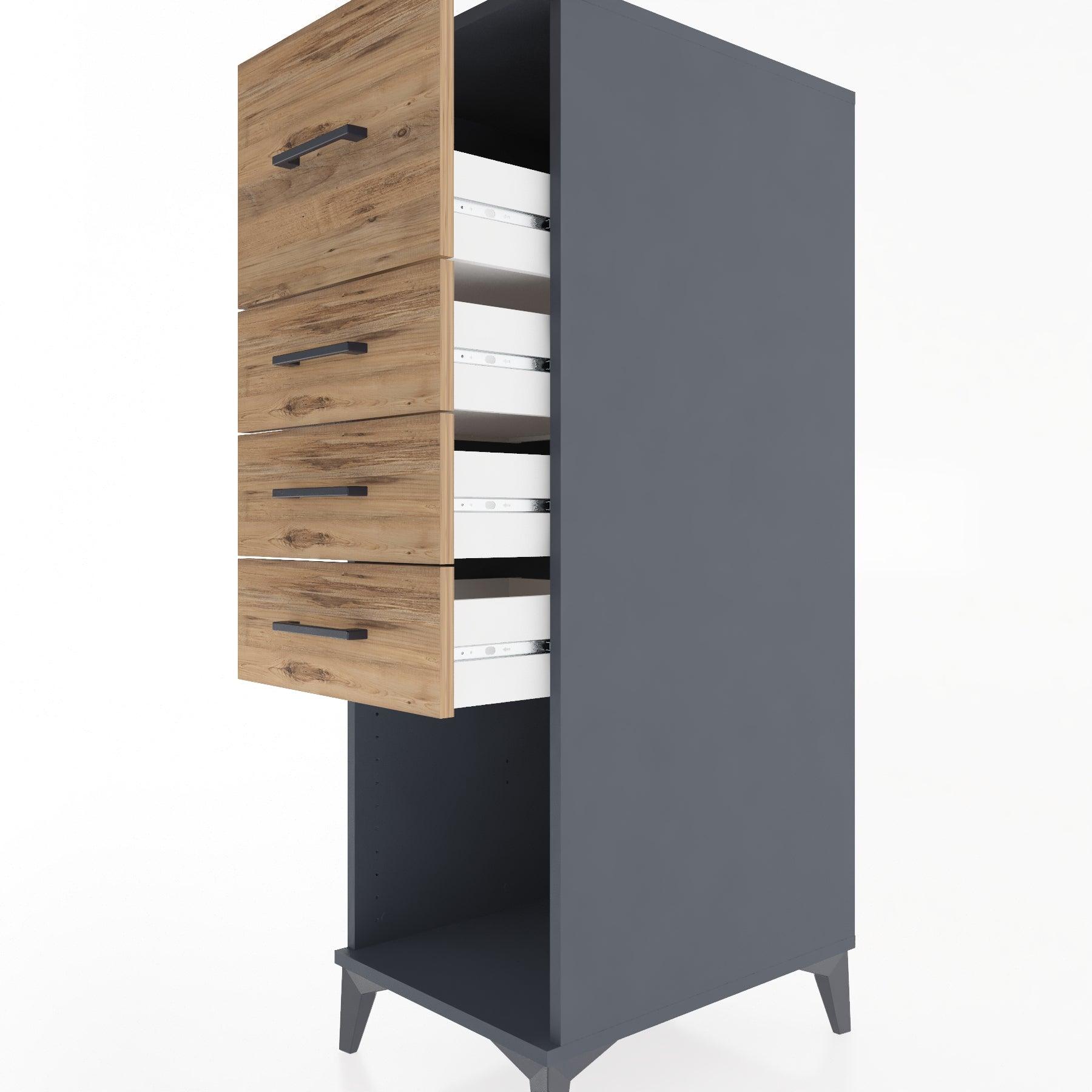 Woodntry Modular Cabinet Anthracite 44x30x122 cm with Drawers and Shelves CR93-2
