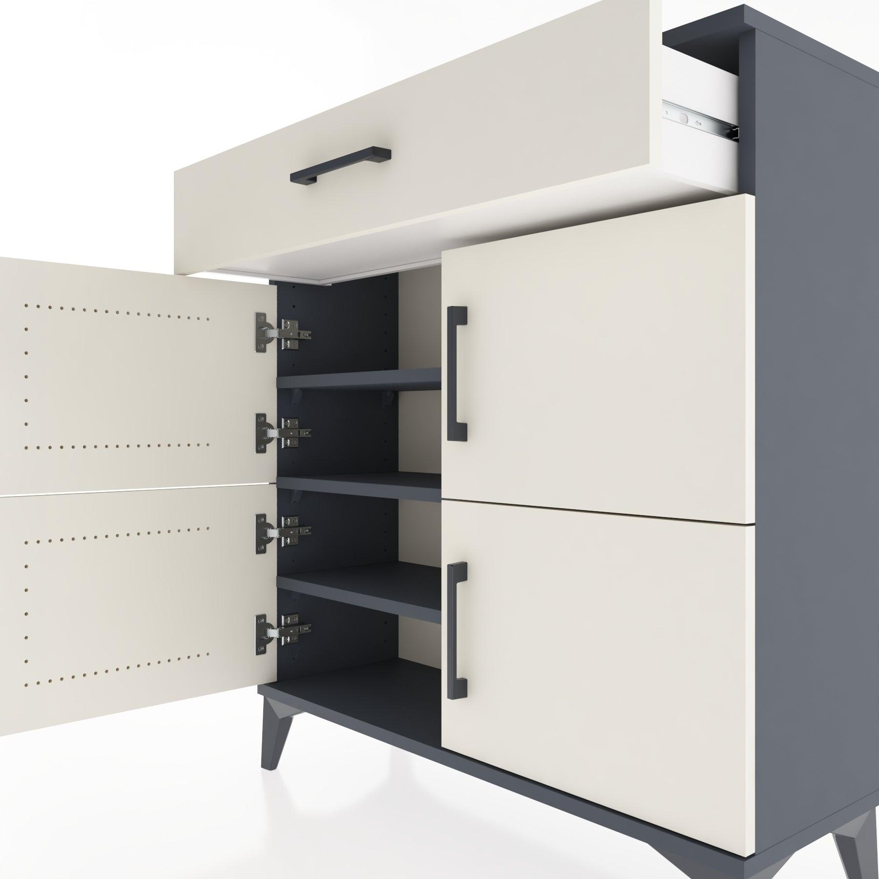 Woodntry Modular Dresser Anthracite 88x30x84 cm with Cover and Drawer KC43-2