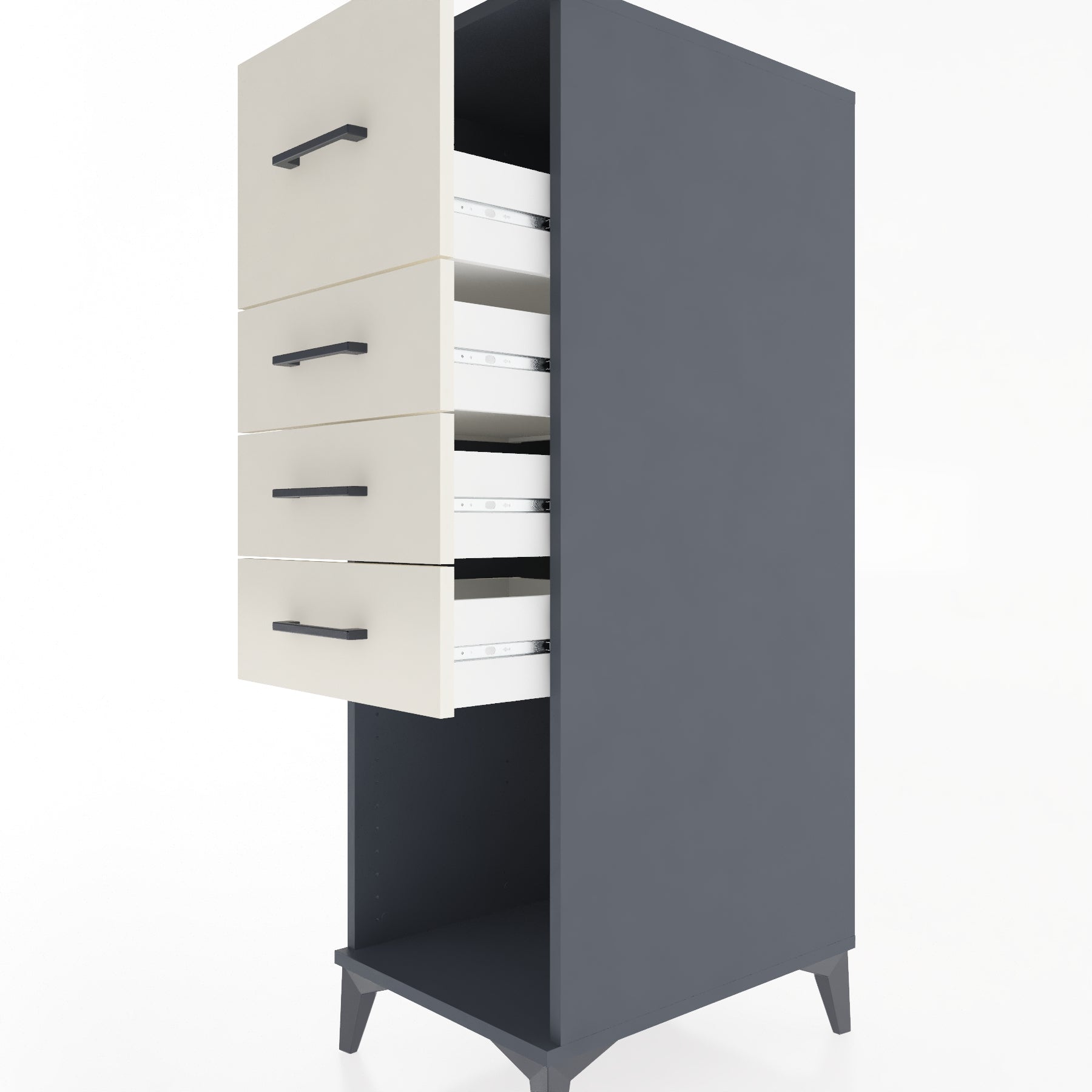 Woodntry Modüler Dolap Antrasit 44x59x122 cm Çekmeceli ve Raflı CR93-2