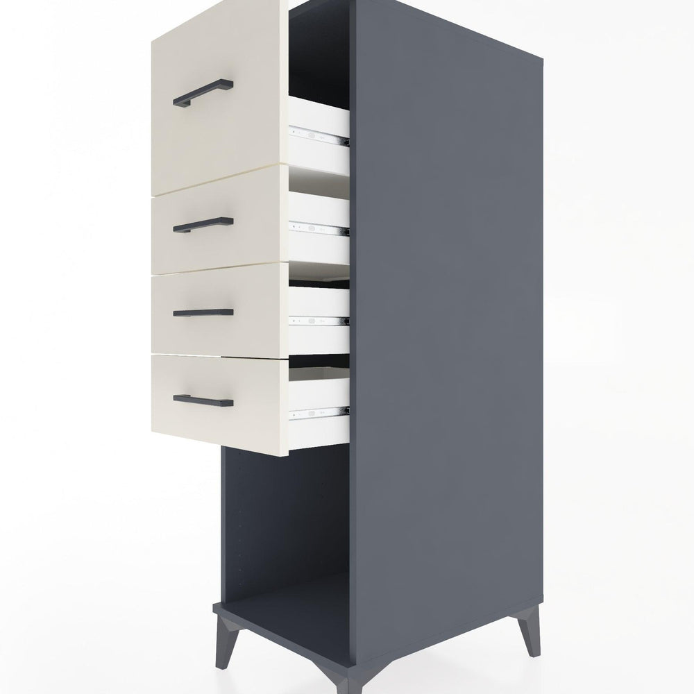 Woodntry Modüler Dolap Antrasit 44x30x122 cm Çekmeceli ve Raflı CR93-2