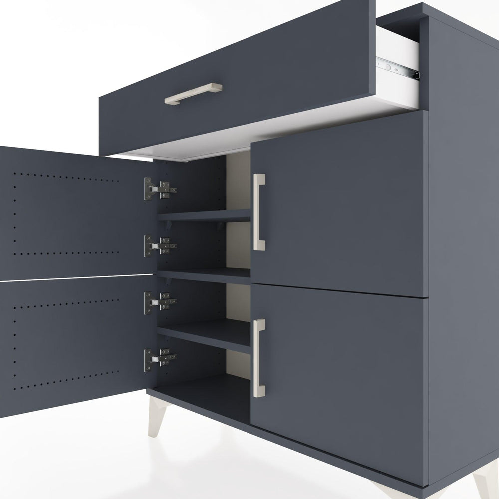 Woodntry Modüler Şifonyer Antrasit 88x30x84 cm Kapaklı ve Çekmeceli KC43-2