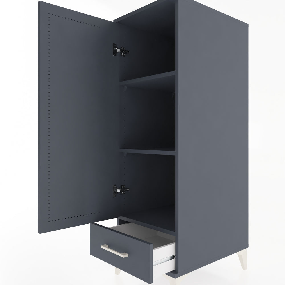 Woodntry Modüler Dolap Antrasit 44x59x122 cm Kapaklı ve Çekmeceli KC43-2