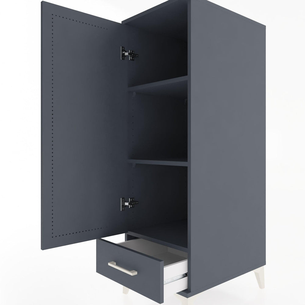 Woodntry Modüler Dolap Antrasit 44x30x122 cm Kapaklı ve Çekmeceli KC43-2