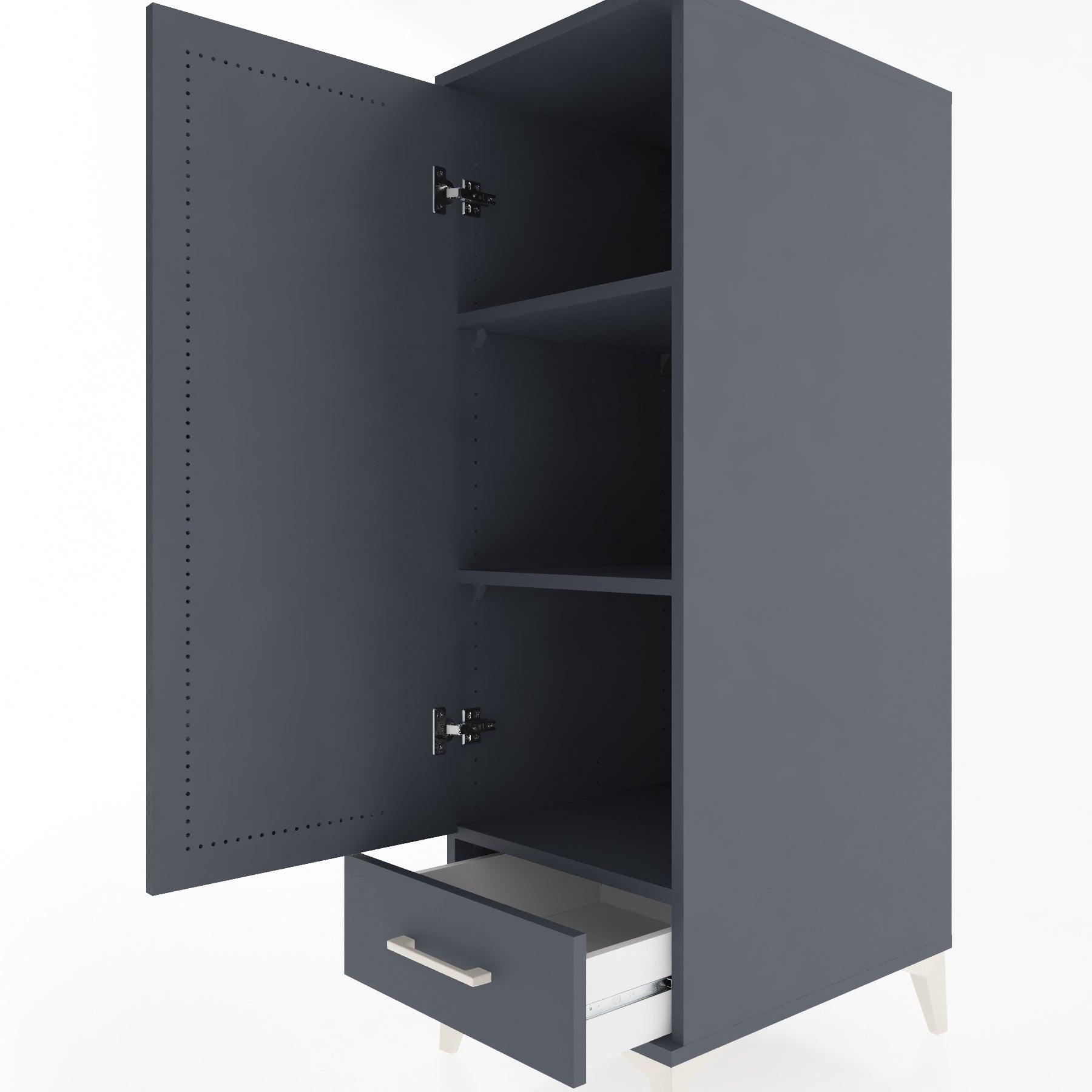 Woodntry Modular Cabinet Anthracite 44x30x122 cm with Doors and Drawers KC43-2