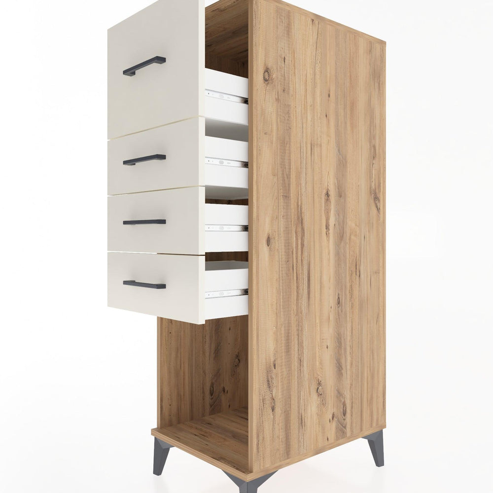 Woodntry Modüler Dolap Çam 44x30x122 cm Çekmeceli ve Raflı CR93-3