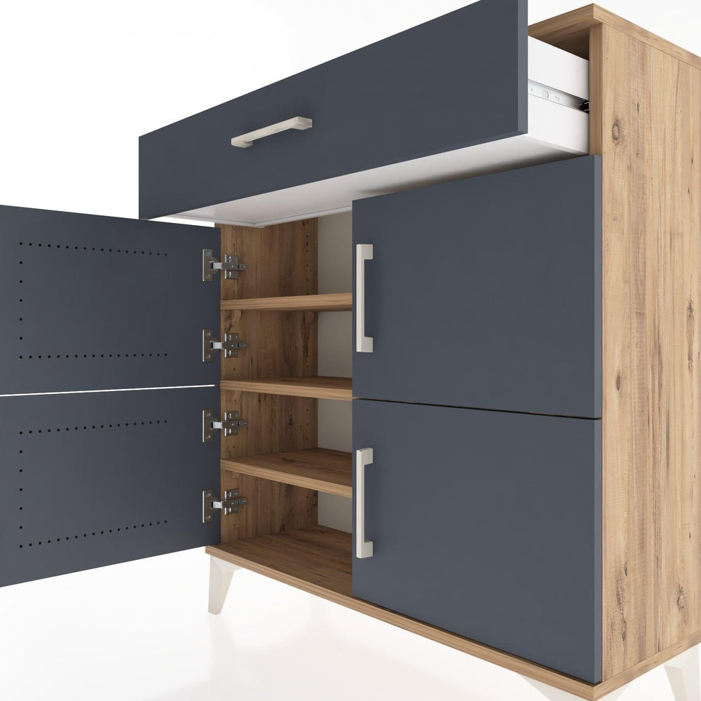 Woodntry Modüler Şifonyer Çam 88x30x84 cm Kapaklı ve Çekmeceli KC43-3