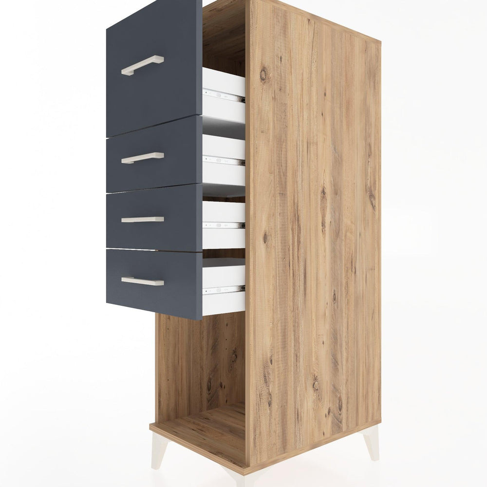 Woodntry Modüler Dolap Çam 44x30x122 cm Çekmeceli ve Raflı CR93-3