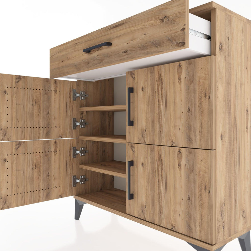 Woodntry Modüler Şifonyer Çam 88x30x84 cm Kapaklı ve Çekmeceli KC43-3